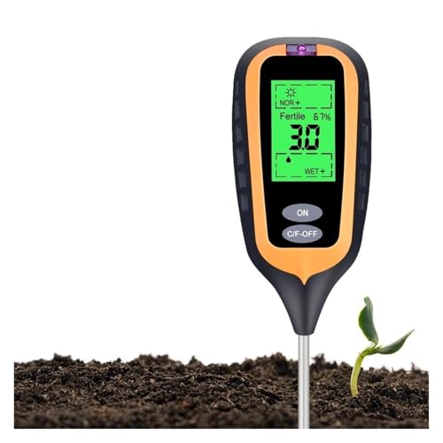 NGBFF Bodentester, 6-in-1 Bodentester PH-Meter Feuchtigkeit Fruchtbarkeit Licht Feuchtigkeit Temperaturmessgerät Detektor for Garten von NGBFF