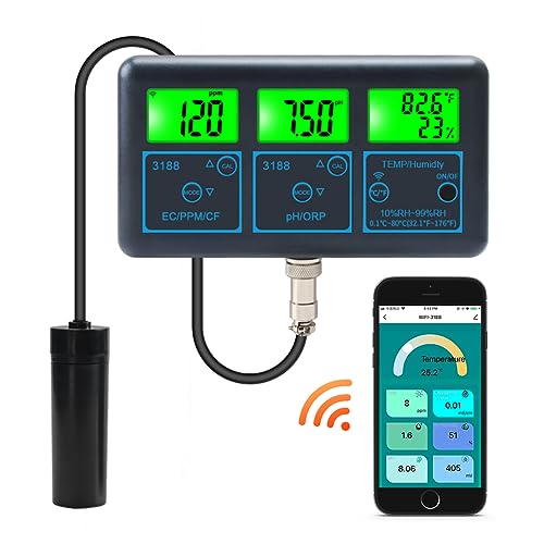 NGBFF PH Meter Temp TDS (ppm) EC ORP Wasser Tester Tuya APP Smart Monitor Digital Analysator for Aquarien Hydrokultur Schwimmbad(1 UK) von NGBFF