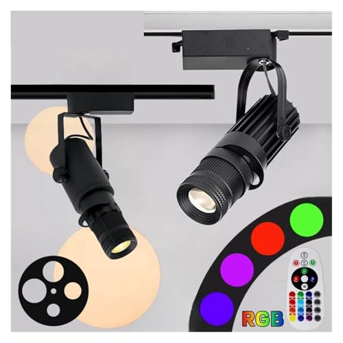 NGBFF RGB Bühne Zoom LED Schienenlichter Einstellbar Logo Projektor Deckenstrahler Bildergalerie Theater Schienenbeleuchtung(RGB-Remote Control,White 5W) von NGBFF