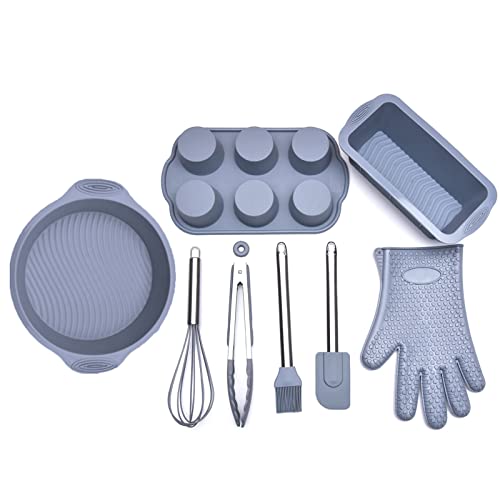 8-teiliges Küchen-Kochutensilien-Set, Ölpinsel, Schaber, Kuchenform, Isolierhandschuh, Geschenk für Kochliebhaber, Silikon-Kochutensilien-Set von NGCG