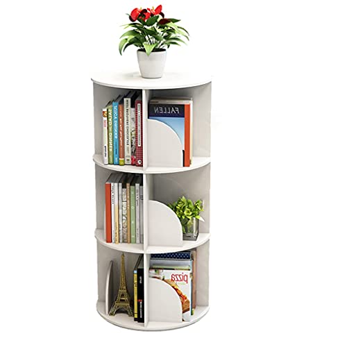 1–6 Etagen, weißes, um 360° drehbares Bücherregal, Eck-Bücherregal, Wohnzimmer, runder Couchtisch, Bibliothek auf dem Tisch, Bodenregal (weiß 3) von NGFG-JQB