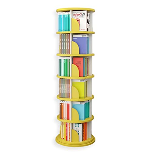 360° drehbares Kinder-Bücherregal für Studentenheim, Bücherregal, Lagerregal, großes Fassungsvermögen, Bücherregal zum Zusammenbauen des Bücherregals, 150 kg (gelb, 50 x 189 cm) von NGFG-JQB
