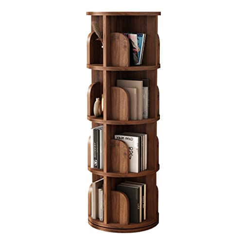 Drehbares Bücherregal, großes Fassungsvermögen, mehrschichtiges Aufbewahrungs-Bücherregal, einfaches Bücherregal aus Massivholz, Höhenverstellung (Holzfarbe: 46 x 130,8 cm) von NGFG-JQB