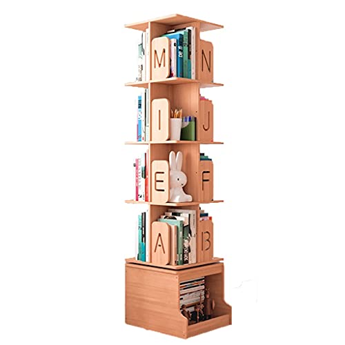 Um 360° drehbares Bücherregal, weckt das Interesse der Kinder am Lesen, Bücherregal mit großer Kapazität, Aufbewahrungsschrank für Spielzeug (Holz 45 x 38,5 x 131 cm) von NGFG-JQB
