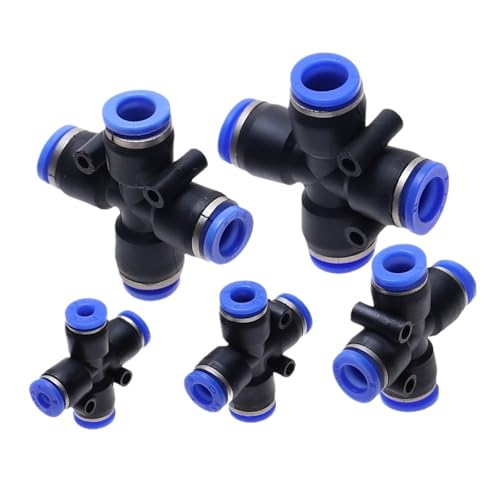 4 6 8 10 12 mm Luftverschraubung, 4-Wege-Kreuzförmiger Verteiler, Pneumatikschlauchverbinder, Schnellverschraubung (4 mm) von NGFPQQDDT