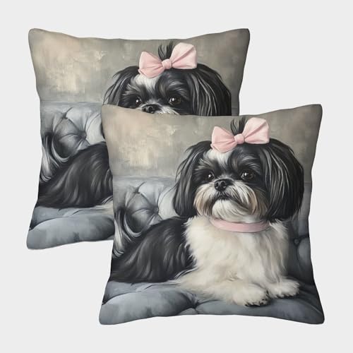 NGGADIWEG Shih Tzu Outdoor Kissen Vintage Dekokissen Dekokissen 2er Set Sofakissen Für Sofa Schlafzimmer Gartenbett 40x40cm NGGADIWEG Shih Tzu Outdoor Kissen Vintage Dekokissen Dekokissen 2er Set Sofakissen Für Sofa Schlafzimmer Gartenbett 40x40cm von NGGADIWEG