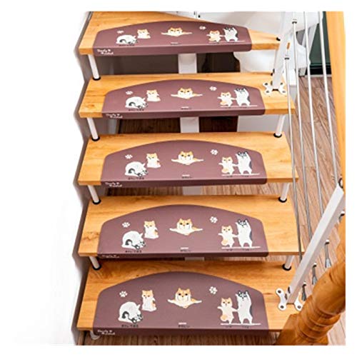 Treppenteppiche 5 stücke Haushalt Treppen Schritt Teppich Selbstklebende Treppenmatte Non-Skid Step Teppich Leder Schutzabdeckung Waschbare Treppe Schritt Pad Treppenstufen von NGHSDO