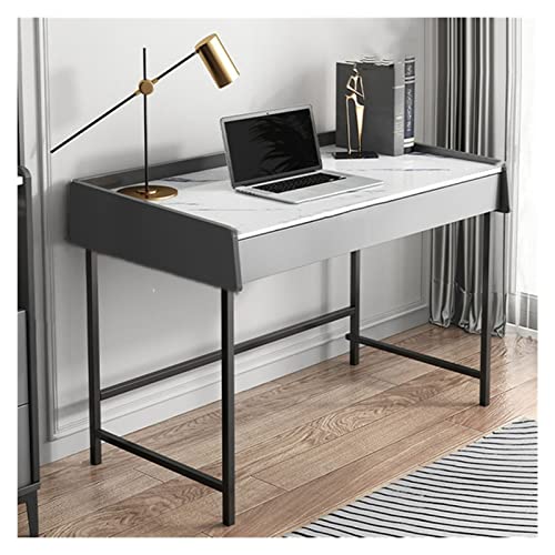 NGKEC Büroschreibtisch, moderner Schreibtisch, Heller Luxus-Schreibtisch mit Marmorstruktur, Heim-Desktop-PC-Laptop-Schreibtisch mit 2 Schubladen und Stahlbeinen, platzsparender PC-Schreibtisch von NGKEC