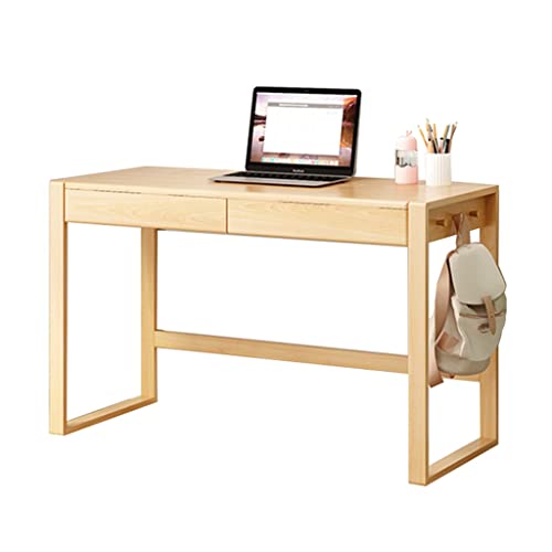 NGKEC Computertisch, einfacher Computertisch aus massivem Holz, Schreibtisch/Notebook-Werkbank mit Schubladen und Kabelaufwicklungsbox, einfach zu montieren von NGKEC