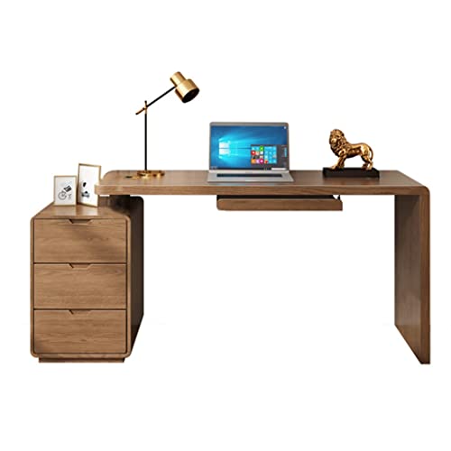 NGKEC Leichter, luxuriöser Computertisch aus Massivholz, mit 3-lagiger Aufbewahrungsschublade und Tastaturablage, ausziehbarer Schreibtisch von NGKEC