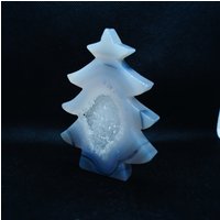 Unikat - Achat Baum 94x67x11mm 90G Natürlicher Spiritueller Weihnachtsbaum Kristall Schnitzerei Halbedelstein Grau Druzy Handmade von NGNGNCrystal