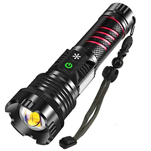 NGOKPYD LED Taschenlampe Extrem Hell 20000 Lumen,USB C Aufladbar Starke Taschenlampe Batteriebetrieben mit Rot Licht,8-Mode IPX4 Wasserdicht Taktische Taschenlampen für Camping Wandern Notfälle von NGOKPYD