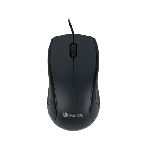NGS MIST - Optische Maus von 1000dpi und USB Cable, Computer- oder Laptop-Maus mit 2 Tasten, Plug&Play, für Links- und Rechtshänder, Schwarz von NGS
