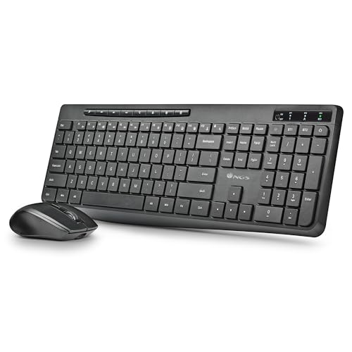 NGS Magic Kit French - Kabelloses Tastatur und Maus Set mit 3 Verbindungsmodi (BT1 + BT2 + 2,4 GHz), leise, wiederaufladbar, einstellbare DPI, 8 + 12 Multimediatasten, Plug-and-Play von NGS