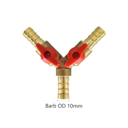 Kugelhahn 2 stücke 6 8 10mm Schlauch Barb Y 3 Weg Messing Abgeschaltet Ball Ventil Rohr Fitting Anschluss Adapter Kraftstoff gas Wasser Öl Luft Druckrohrleitung(10mm) von NGTFDCP