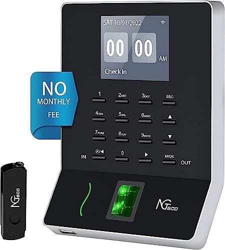 NGTeco Biometrische Fingerabdruck-Stempeluhr Maschine Zeituhr Recorder Mitarbeiter Check-in Time Clock W2 von NGTeco