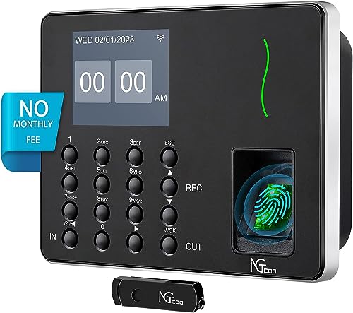 NGTeco Biometrische Fingerabdruck-Stempeluhr Maschine Zeituhr Recorder Mitarbeiter Check-in Time Clock W2… von NGTeco
