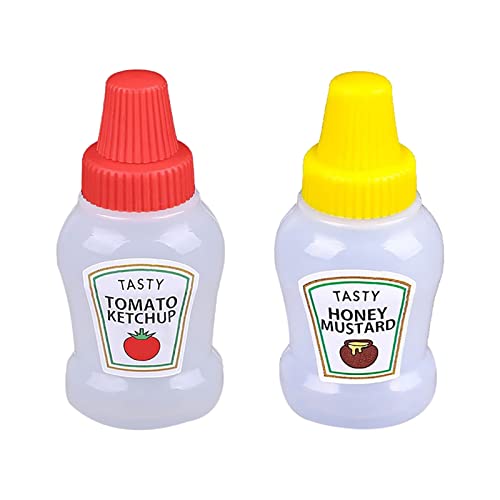 Kleine Ketchup-Flasche | Pressen Flaschen für Saucen | 2 Stück Mini-Sauce-Flaschen 25 ml Ketchup Pressbehälter Flasche Tragbare Gewürze Gläser für Kinder Erwachsene von NGUMMS