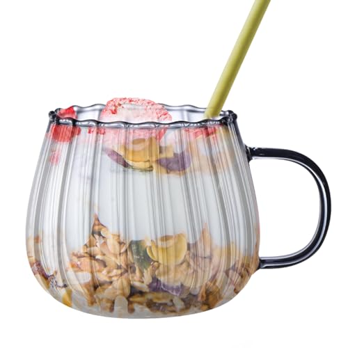 NGUMMS Klare Kürbisbecher | 400 ml Klarglasbecher in Kürbisform mit Henkel | Neuartige Kaffeebecher für Sojamilch, Sodawasser, heißen Kaffee, Milchtee, Milchpulver von NGUMMS