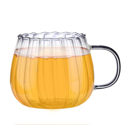 NGUMMS Transparenter Becher mit Henkel,400 ml Trinkglasbecher multifunktional - -Fotokabinen-Requisiten für Milchtee, Milchpulver, Sodawasser, heißen Kaffee, Sojamilch von NGUMMS