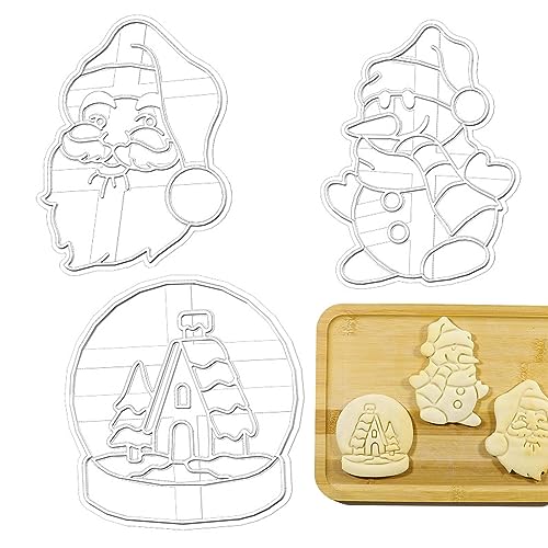 NGUMMS Weihnachts-Ausstechformen - Weihnachtsbackschneider - 3 Stück Backen- -förmiger -Antihaft-Ausstecher, wiederverwendbarer -Schneeball-Weihnachtsmann-Ausstecher zum Backen von NGUMMS