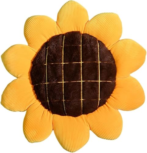 Sonnenblumenkissen,Kissen Blumenform Sitzkissen Kinder,Sonnenblumen Boden Kissen Plüsch,Schlafzimmer, Sitzkissen, Sofa, Stühle, Rückenkissen, Heimdekoration (50cm) von NGUMMS