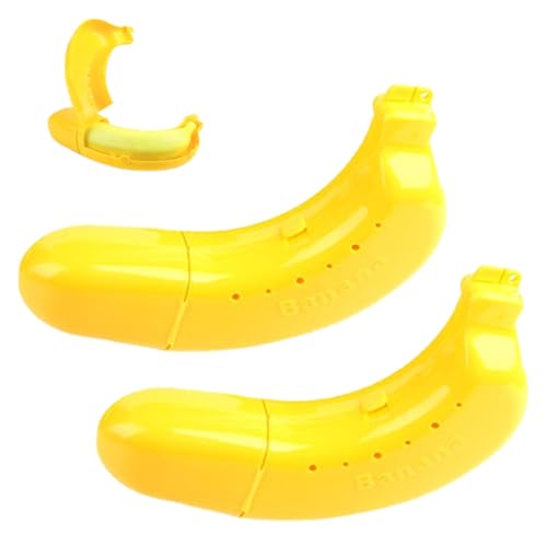 NHBETYS 2 Stück Bananenbox, Kunststoff Bananengehäuse Bananendose Bananenschutz für Unterwegs Aufbewahrungsbox Trip Außen Frucht Kasten Speicher Dose für Banane(Gelb) von NHBETYS