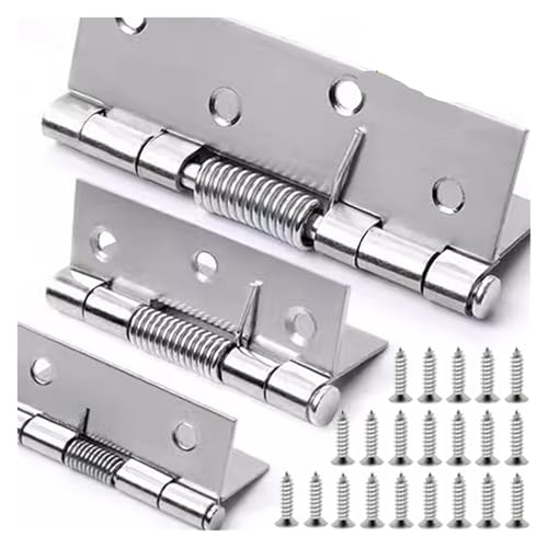 Eisenwaren 2/3/4 Zoll selbstschließendes Federscharnier mit Schrauben aus Edelstahl for Schließen von Türscharnieren for Kästen, Schränke, Möbelbeschläge(3 Set-4 inch) von NHCOGZLC