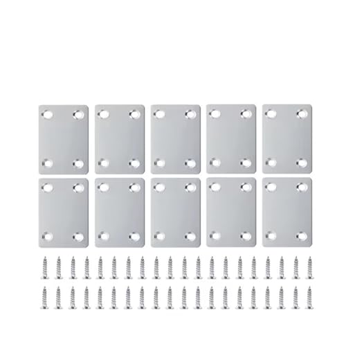 Eisenwaren Stainless Steel Fixing Corner Brackets Silver 4 Hole Metal Flat Repairing Plate with Screws Portable Wooden Furniture Fasteners(10Sets) von NHCOGZLC