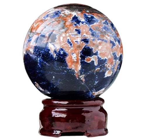 NHDVDVAV Heimdekoration Kristallkugel Natürlicher Blauer Sodalithstein Sonnenstein Symbiotische Kristallkugel Meditation Hexerei Wohnkultur Feng Shui Geschenke,6~6.5cm von NHDVDVAV