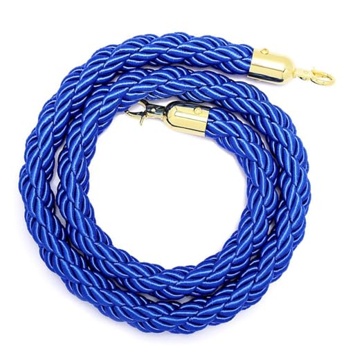 Absperrseil zur Kontrolle von Menschenmengen, 1/1.5/2/2.5/3meter Golden Stanchion Rope Queue Barrier,Crowd Control,Braided Hemp for Divider(Blue,1.5meter) von NHEISSCF