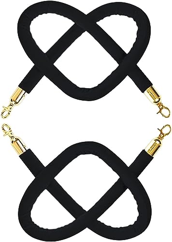 Absperrseil zur Kontrolle von Menschenmengen, 2 Pcs, Stanchion Rope for Hotels Theater Wedding Nursery Bank Concerts(Black,1.5m/5ft) von NHEISSCF