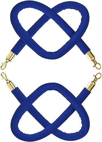 Absperrseil zur Kontrolle von Menschenmengen, 2 Pcs, Stanchion Rope for Hotels Theater Wedding Nursery Bank Concerts(Blue,2.1m/7ft) von NHEISSCF