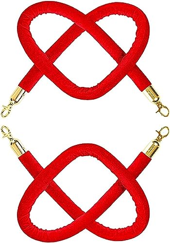 Absperrseil zur Kontrolle von Menschenmengen, 2 Pcs, Stanchion Rope for Hotels Theater Wedding Nursery Bank Concerts(Red,1.2m/4ft) von NHEISSCF