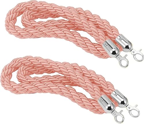 Absperrseil zur Kontrolle von Menschenmengen, 2 Pcs Stanchion Barrier Rope for Wedding Party, 50/100/150/200/300/400/500 cm Long, with Silver Hook(250cm/98.4in) von NHEISSCF