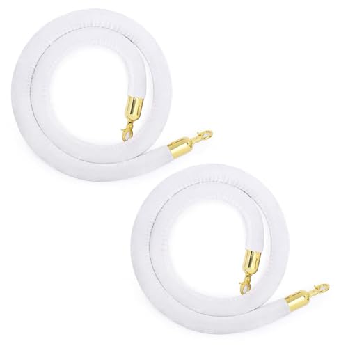 Absperrseil zur Kontrolle von Menschenmengen, Barrier for Crowd Control, Stanchion Rope Barriers for Posts Queue Pole with Polished Snaps,1/1.5/2/2.5/3meter,3.2CM(White,2meter) von NHEISSCF