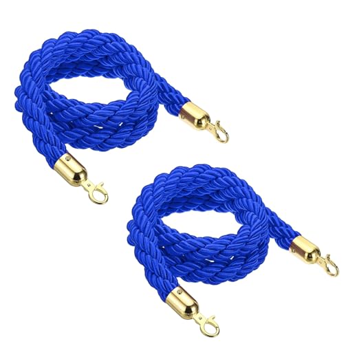 Absperrseil zur Kontrolle von Menschenmengen, Barrier for Crowd Control,Stanchion Hemp Rope Barriers Queue Line for Posts Pole 1/1.5/2/2.5/3meter(Blue,2.5meter) von NHEISSCF