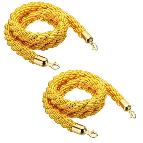 Absperrseil zur Kontrolle von Menschenmengen, Barrier for Crowd Control,Stanchion Hemp Rope Barriers Queue Line for Posts Pole 1/1.5/2/2.5/3meter(Golden,2.5meter) von NHEISSCF