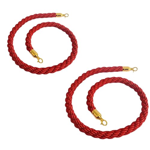 Absperrseil zur Kontrolle von Menschenmengen, Barrier for Crowd Control,Stanchion Hemp Rope Barriers Queue Line for Posts Pole 1/1.5/2/2.5/3meter(Red,2.5meter) von NHEISSCF