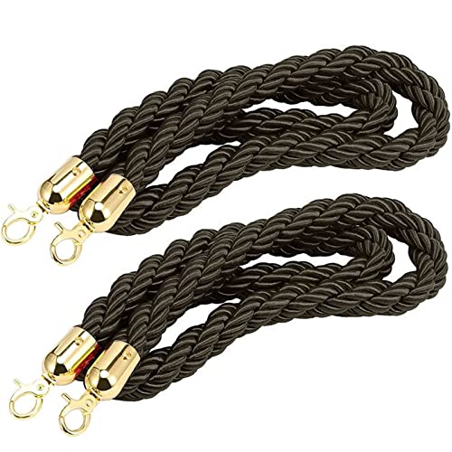 Absperrseil zur Kontrolle von Menschenmengen, Rowd Control Stanchion Rope 3/4/5/10Ft, Queue Line for Clubs Hotel Bank Hospital-White||6ft/185cm(Black,3ft/90cm) von NHEISSCF