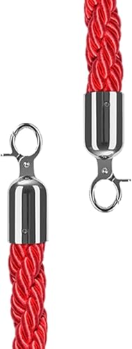 Absperrseil zur Kontrolle von Menschenmengen, Stanchions Hemp Rope with, 3 5 6 10 Ft Queue Post Hanging Lines for Hotel Entryway(Red,120cm/4ft) von NHEISSCF