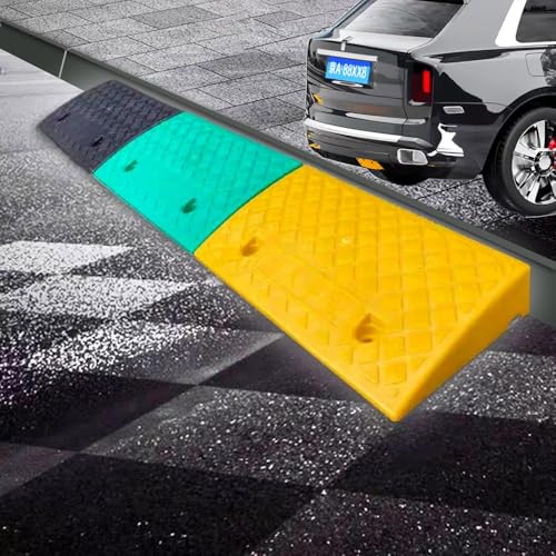Bordsteinrampe für die Einfahrt, Gummirampen 1" 3" 4" Rise Bordsteinrampen, leichte Rollstuhlrampe Schuppenrampen for Garagentreppen LKW(Yellow,50x27x13cm) von NHEISSCF