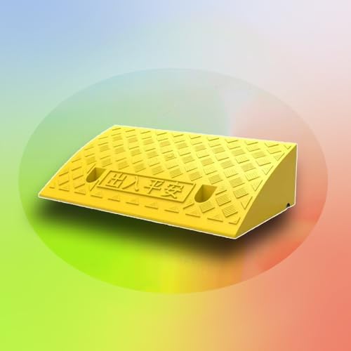 Bordsteinrampe für die Einfahrt, Robuste, rutschfeste Türschwellenrampe for Zusammenbauen von Handicap-Rampen, Kunststoff-Treppenstufen-Reduzierrampe(Yellow,50x27x14cm) von NHEISSCF