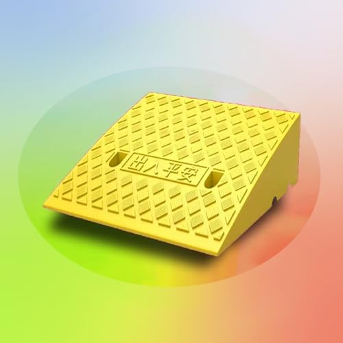 Bordsteinrampe für die Einfahrt, Robuste, rutschfeste Türschwellenrampe for Zusammenbauen von Handicap-Rampen, Kunststoff-Treppenstufen-Reduzierrampe(Yellow,50x37x15 cm) von NHEISSCF