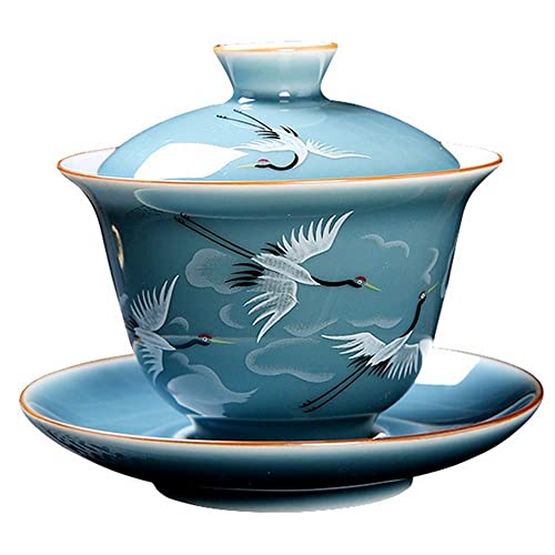 Chinesische Teetassen, 150ml Chinesische Keramik Hand Bemalt Kran Gaiwan Teegeschirr Teekanne Tee Tasse Terrine Tee-Set Chinesische Teetassen, 150ml Chinesische Keramik Hand Bemalt Kran Gaiwan Teegeschirr Teekanne Tee Tasse Terrine Tee-Set von NHEISSCF