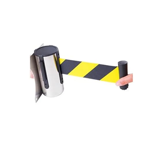 Einziehbare Warteschlangen-Gurtbarriere zur Wandmo Wandhalterung Band Absperrband Crowd Control Outdoor Sport Stanchion Queue 2m/3,0 M/5m Einstellbare Warteschlange Barriere(Yellow Black,3.0M) von NHEISSCF