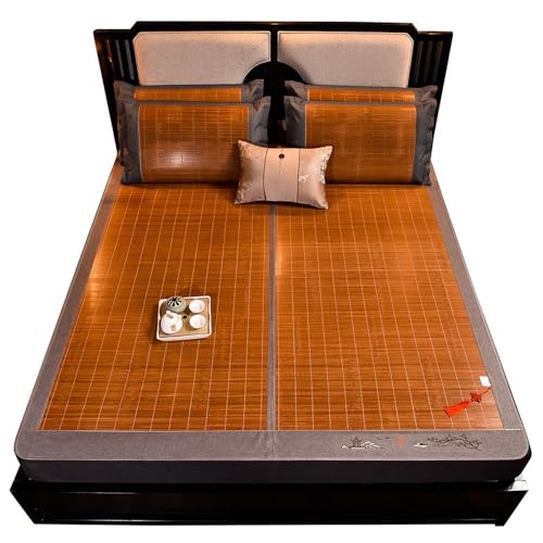 Faltbare doppelseitige Bambusmatte fürs Bett, Rattan-Kühlmatte, Sommerschlafmatte, Bambusmatte(180 * 215CM) von NHEISSCF