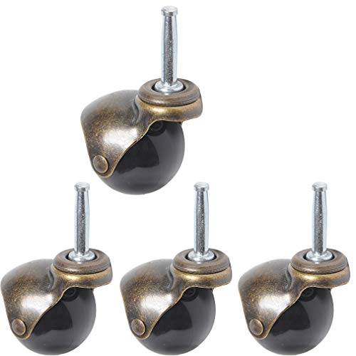 Lenkrollen, Möbelrollen, Räder 2" 50 mm drehbare Kugelrollen, antike Möbelrollen, ölgeriebene Bronze, geräuschlos, Einsteckstangenmontage M8 x 38 mm, for Sofa, Stuhl, Couchtisch, Retro-Möbel(4 Pcs) von NHEISSCF