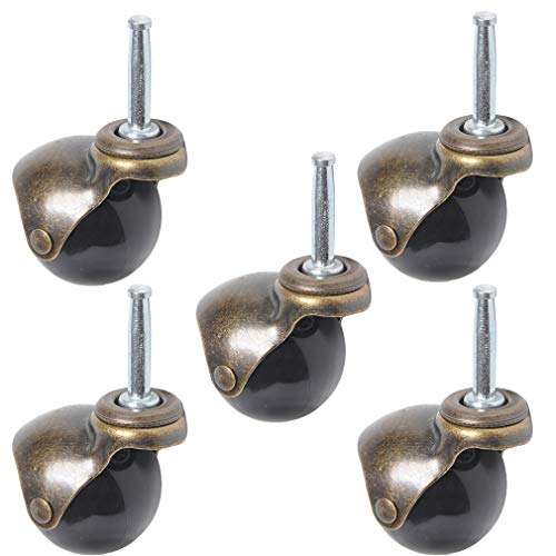 Lenkrollen, Möbelrollen, Räder 2" 50 mm drehbare Kugelrollen, antike Möbelrollen, ölgeriebene Bronze, geräuschlos, Einsteckstangenmontage M8 x 38 mm, for Sofa, Stuhl, Couchtisch, Retro-Möbel(5 Pcs) von NHEISSCF
