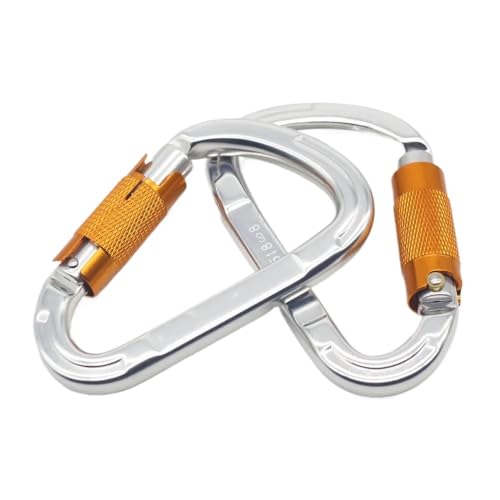 NHEISSCF Aluminiumkarabiner 25KN D-Typ Karabiner(2pcs-Gold) von NHEISSCF